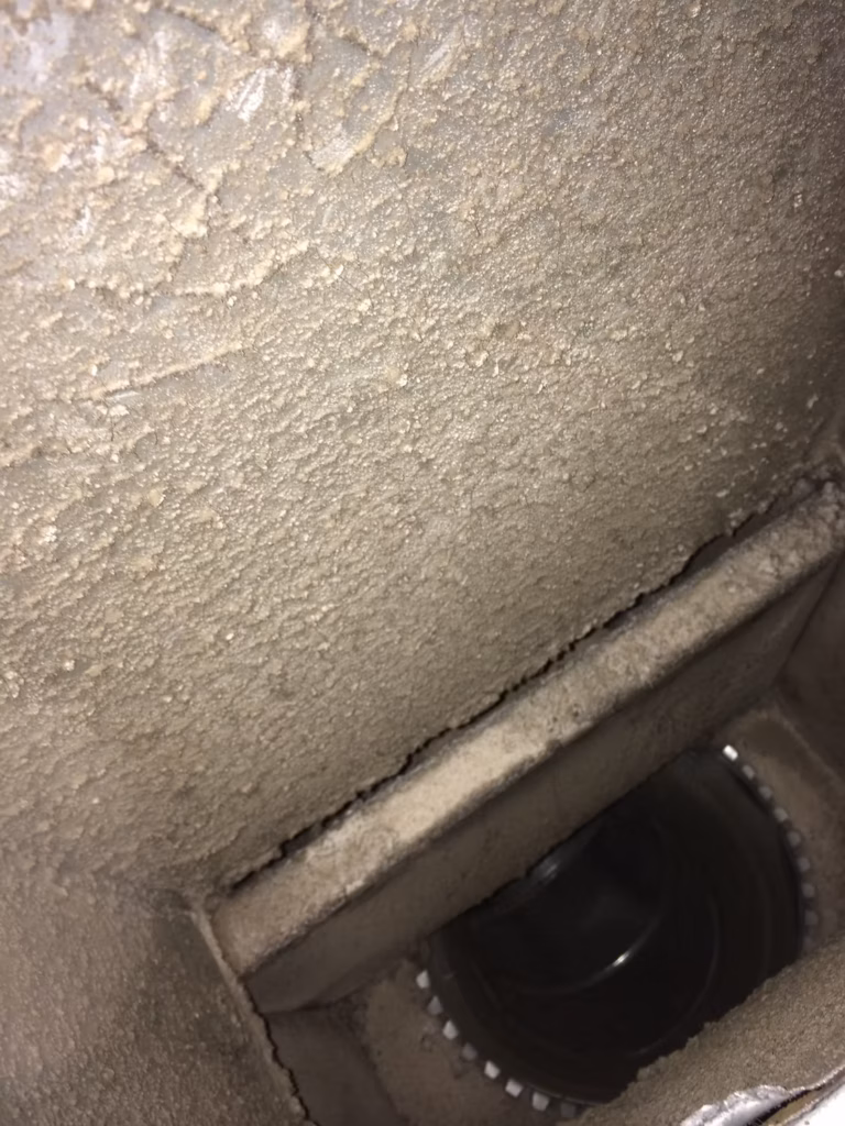 Significant mold growth in your supply ducts can make the entire family sick. Volunteer Inspections took a photo of the interior surface of this air supply in Knoxville, TN