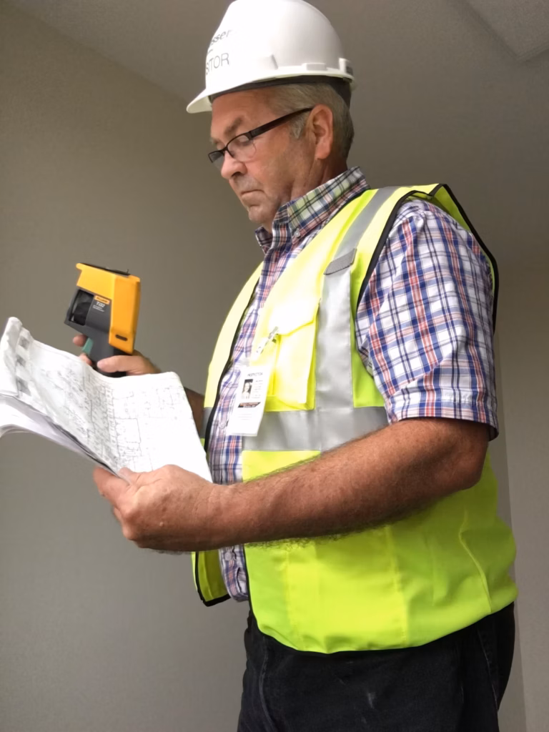 Working on notations of building water leaks using infrared thermal camera.